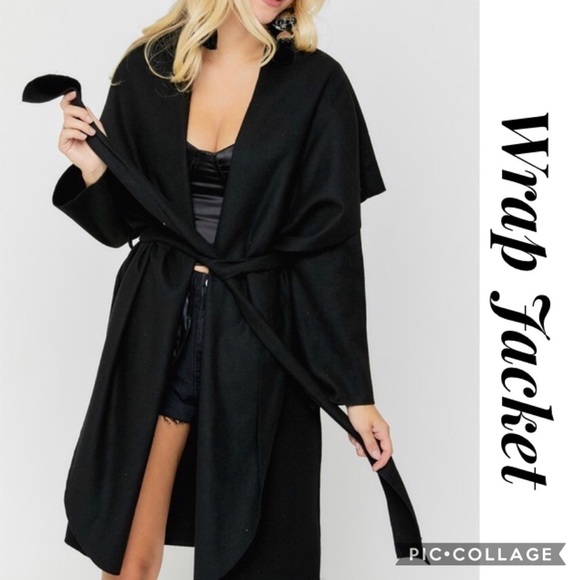HP! 🎊🎊Black Wrap Coat - Picture 1 of 4